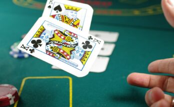 Playing cards at a casino table
