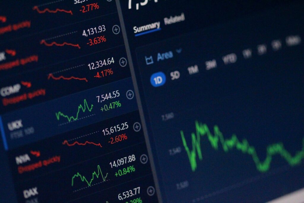 Market charts displayed on a trading screen