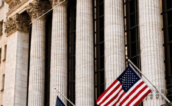 American flag outside the New York Stock Exchange