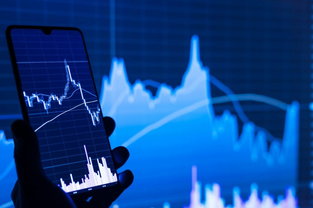 Smartphone displaying a financial chart