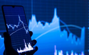 Smartphone displaying a financial chart